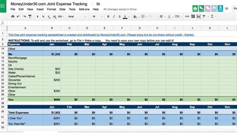 Expense Tracking Spreadsheet Template —