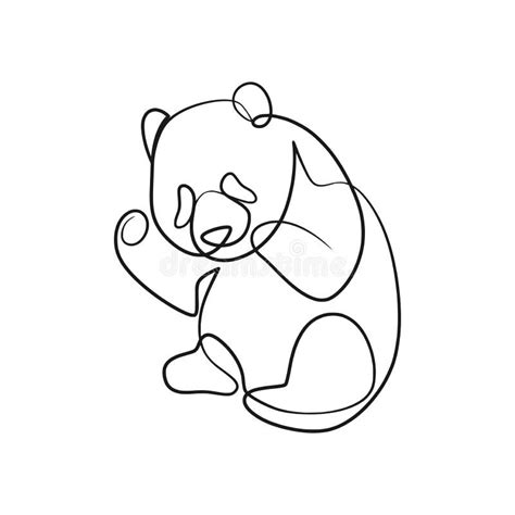 Panda Bear Continuous Line Art Drawing Stock Vector Illustration Of