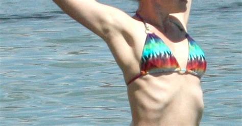 Alyson Hannigan Looks Skinny Stretching In New Bikini Photos Us Weekly