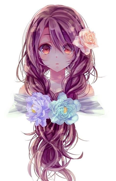 Animethe Hair And Flowers Are So Pretty Piirustus Pinterest
