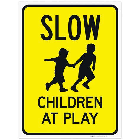 Slow Children At Play With Kids Playing Image Sign Traffic Sign 18x24