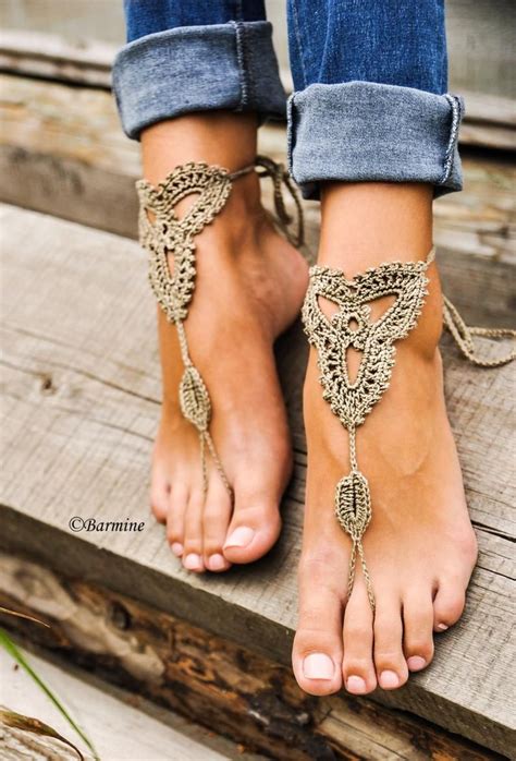 crochet barefoot sandals tan lace shoes barefoot sandal beach wedding destination wedding