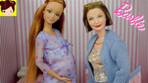 Muñeca Barbie Embaraza Con Bebe Recien Nacido Y Abuelita De Barbie