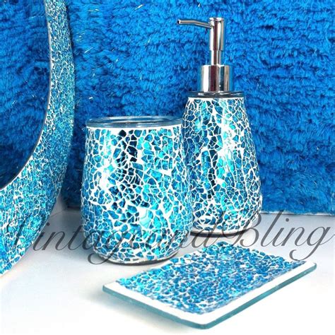 Blue Mosaic Bathroom Cthroom Set Blue Bathroom Accessories