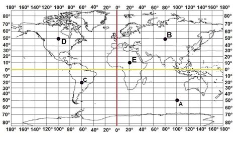 determine as coordenadas geográficas dos pontos a b c e d do mapa My