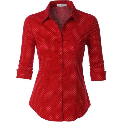 le3no womens polka dots button down 3 4 sleeve tailored shirt tailored shirts red button up