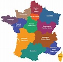 Map of France regions: political and state map of France