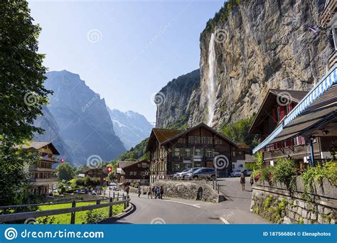Lauterbrunnen Historical Village In The Swiss Alps Mountains