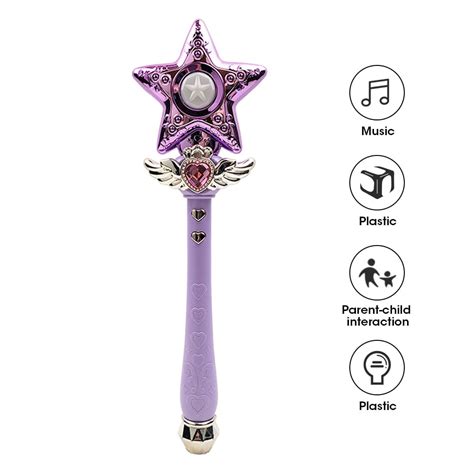 girl magic wand cosplay toys with light and music costume props moon star fairy glow stick