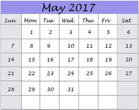 20 May 2017 Calendar Free Download Printable Calendar Templates ️