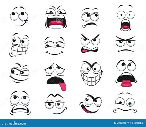 Cartoon Face Expression Isolated Vector Icons Set Stock Vector