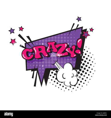 Comic Speech Chat Bubble Pop Art Style Crazy Expression Text Icon Stock