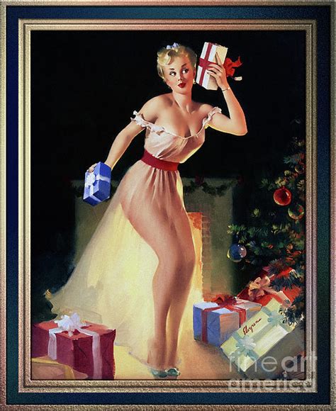 A Christmas Eve By Gil Elvgren Vintage Pin Up Girl Art Greeting Card