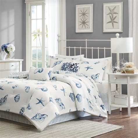 Harbor House Beach House Queen Size Bed Comforter Set Blue Ivory