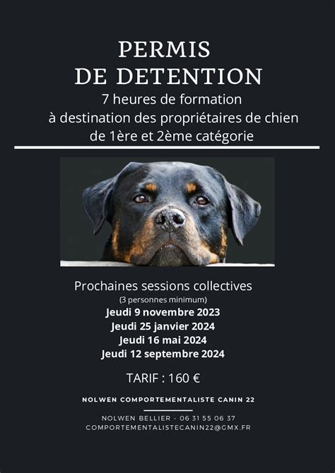 News Sessions De Formation Pour Le Permis De Détention Dun Chie