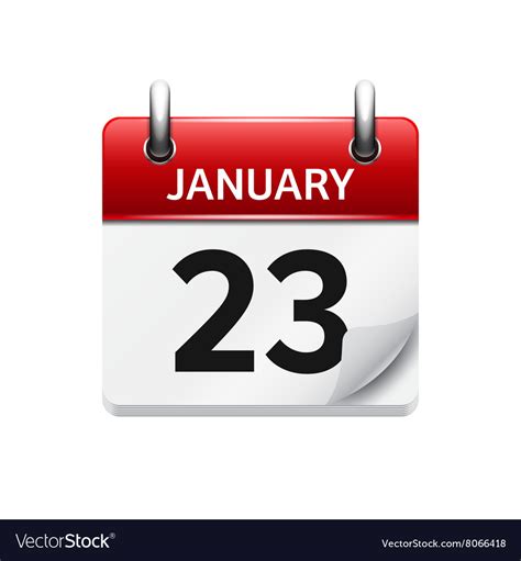 January 23 Flat Daily Calendar Icon Date Vector Image