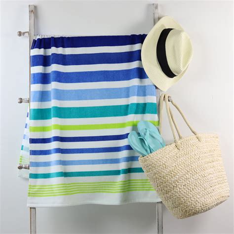 Mainstays Beach Towel Blue Multi Stripe Print