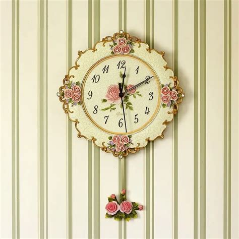 European Resin Pastoral Quartz Clock Mute Style Wall Clock Fashion