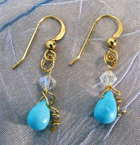 Sleeping Beauty Turquoise K Gold Filled Earrings Ab Swarovski