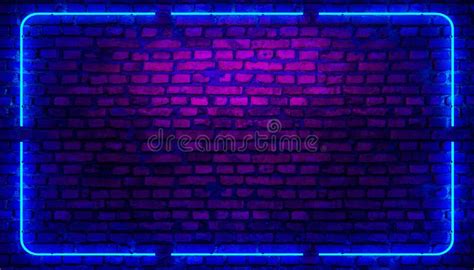 Brick Wall Background Neon Light Neon Room 3d Render Stock Illustration Illustration Of