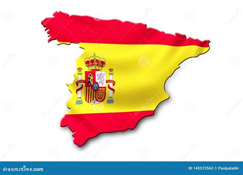 Spain National Flag Shaped To Country Map Stock Illustration