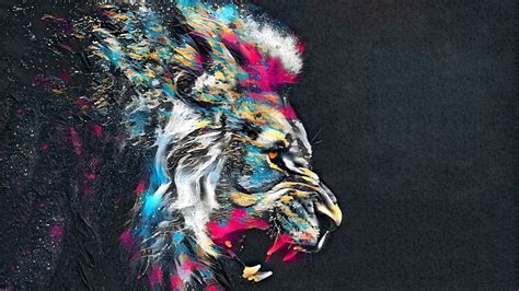 Lion Roar Colorful Illustration 4k 3840x2160 27 Wallpaper