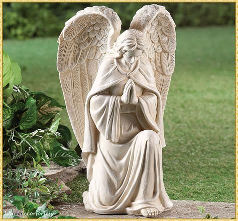 Praying Garden Angel Memorial Statue Kneeling Large Wings Yard Patio