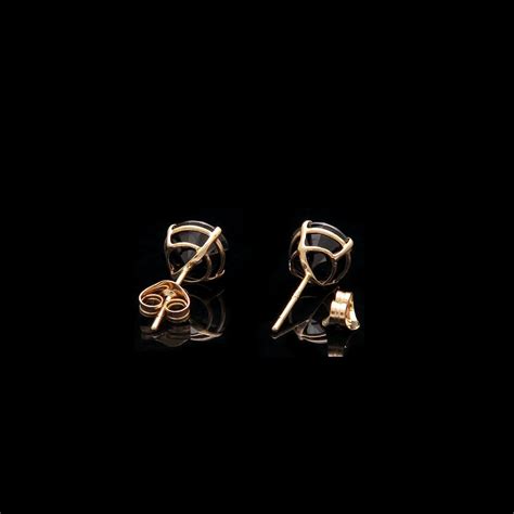 3ct Created Black Diamond Solitaire Earrings Solid 14k Yellow Gold