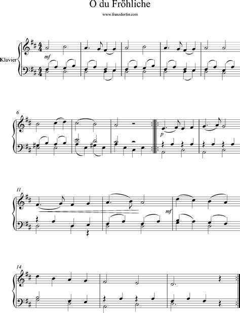 O du fröhliche, o du selige, gnadenbringende weihnachtszeit! Klaviernoten O Du Fröhliche Kostenlos - In Der ...
