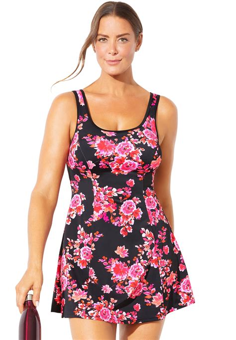swimsuits for all women s plus size chlorine resistant tank swimdress 12 orange floral