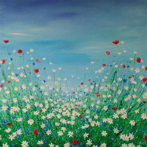 Wild Flower Meadow Large Original Oil Painting On Canvas Ready To