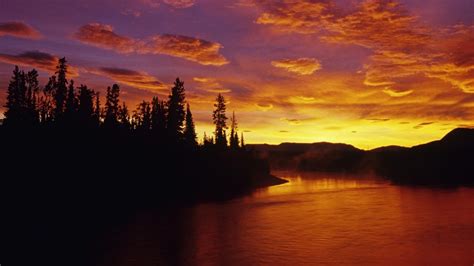 Dawn On The Dezadeash River And Boreal Forest Yukon Canada Boreal