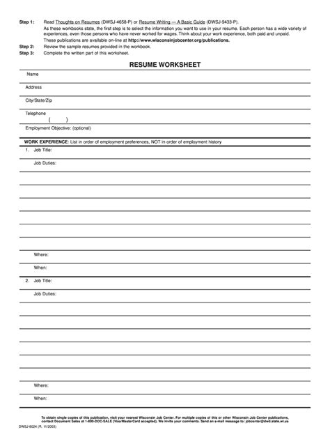 Fill In Blank Printable Resume Worksheet Printable Templates