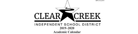 Clear Creek High School School District Instructional Calendar