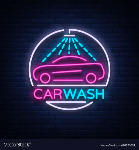 See car wash logos stock video clips. Car wash logo design emblem in neon style Vector Image