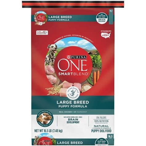 Real chicken is the #1 ingredient in this purina dog food, and our natural puppy food also contains rice for your puppy's delicate stomach. Purina ONE Natural Large Breed Dry Puppy Food, SmartBlend ...