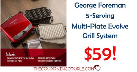 George Foreman 5 Serving Multi Plate Evolve Grill System Only 59