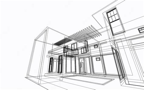 Dibujo De Edificio Arquitectónico Ilustración 3d Líneas De Perspectiva