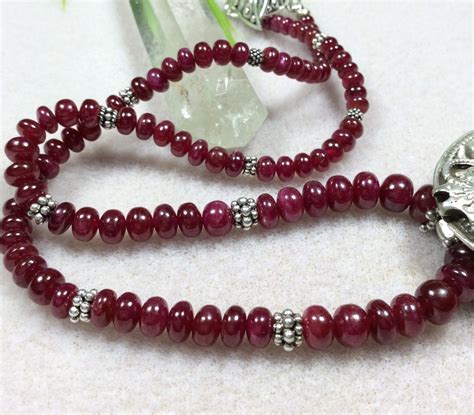 Antique Old India Sterling Genuine Real Red Ruby Necklace Fine Etsy
