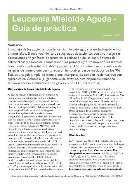 Leucemia Mieloide Aguda OncologÃ­a ClÃ­nica HematologÃ­a