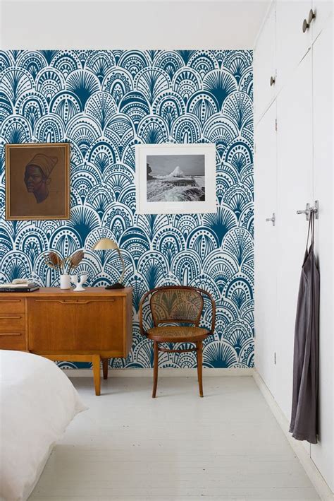 Blue Bohemian Removable Wallpaper Wall Covering Wall Decal Blue