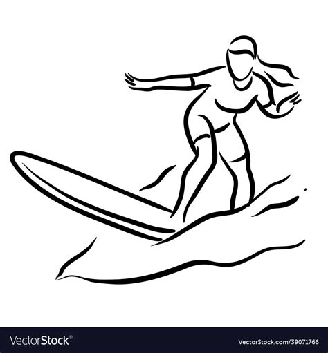 Surfing Drawing Line Art Royalty Free Vector Image