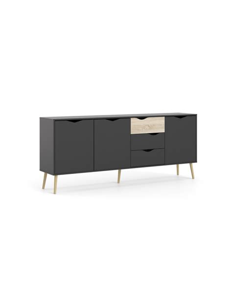 Tvilum Diana Sideboard With 3 Doors And 3 Drawers In Black Matte Oak Structure Modesens