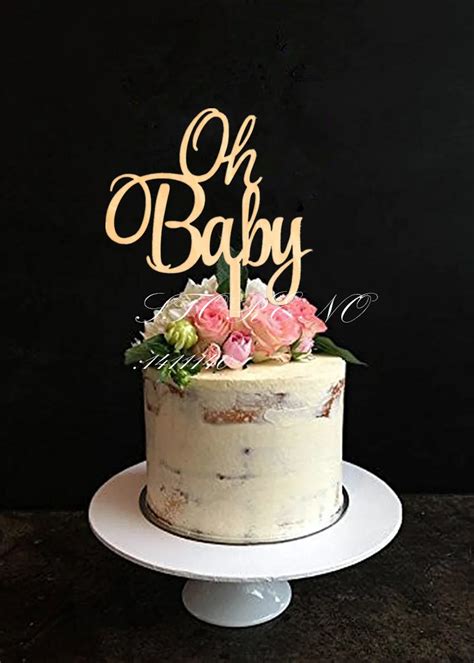 Oh Baby Cake Topper For Baby Shower Cake Decoration Wooden Wood Cake