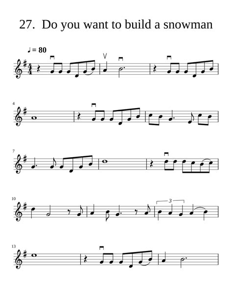View, download or print this free violin sheet music pdf completely free. Elementary 2 (Violin) , 27. Do you want to build a snowman Sheet music for Violin | Download ...