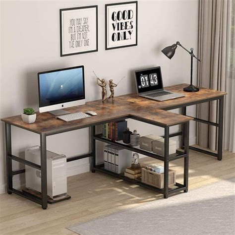 Computer Desk Extra Long Two Person Desk With Storage Etsy In 2021