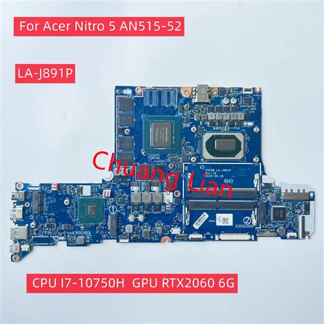 La J891p Mainboard For Acer Nitro 5 An515 52 Laptop Motherboard Cpui7