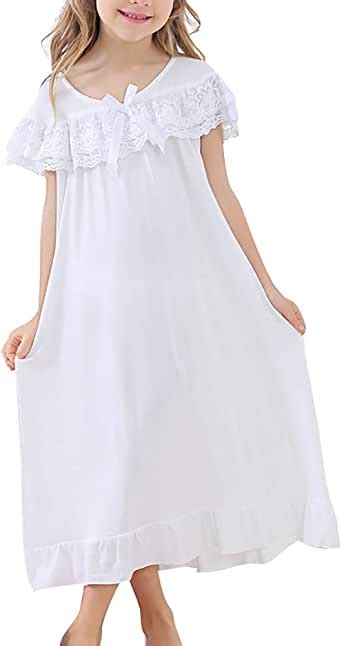 Nightgowns For Little Girls White Sleepwear Cotton Sleep Dress Pajama