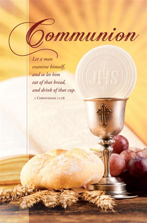 On your first communion inside verse: Church Bulletin 11" - Communion - 1 Corinthians 11:28 (Pack of 100)