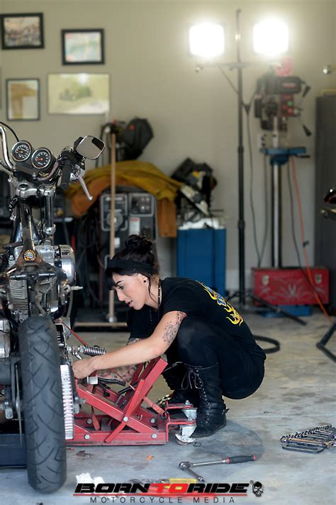 Born To Ride Motorcycle Babe Of The Week Brittany Working On Bike 59